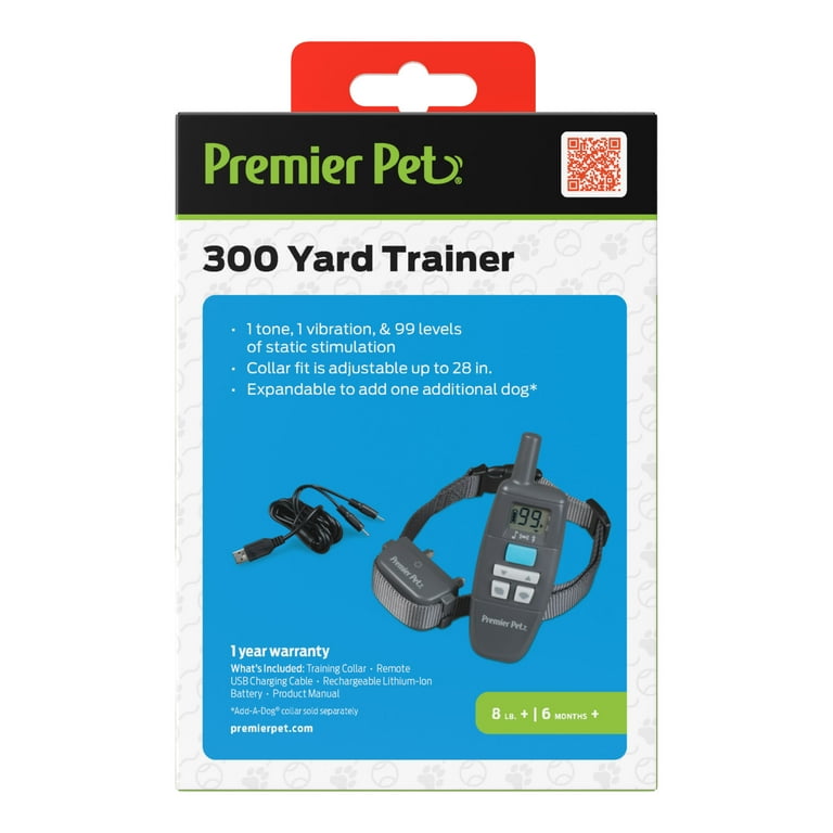 Premier Pet 300 Yard Remote Trainer Corrects Unwanted Behaviors for All Size Dogs 3 Correction Modes Tone Vibration Static Rechargeable