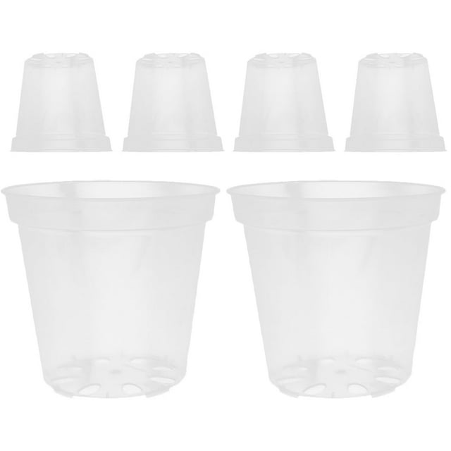 DEBGFS 6 Pcs Indoor Plant Pots Clear Flower for 12 Inch Orchid Planter Transparent 10cm,none