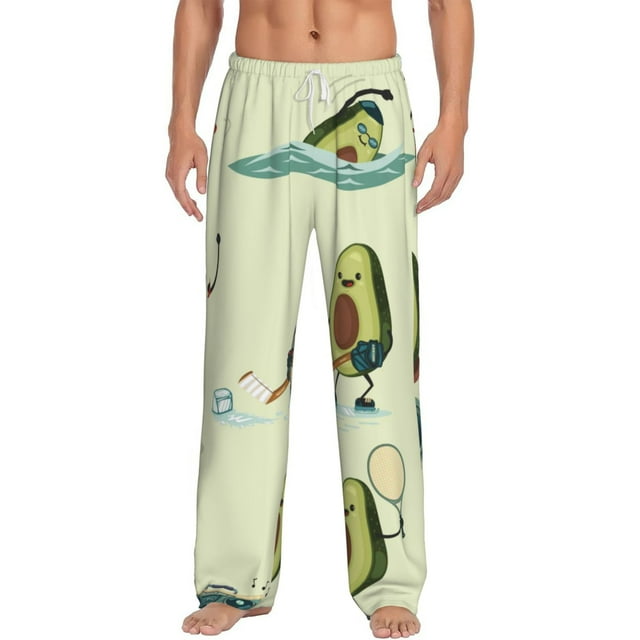 Xecao Avocado for Exercise for Men's Pajama Pants Long Lounge Pants with Drawstring Waistband and Pockets Comfortable Sleepwear for Home Relaxation-Large