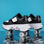 Roller Skates for Women Men, Shoes with Wheels for Girls, Kick Rollers Shoes Retractable for Boys, Adult Parkour Quad Roller Shoes, Inline Skates Children's Outdoor Skates