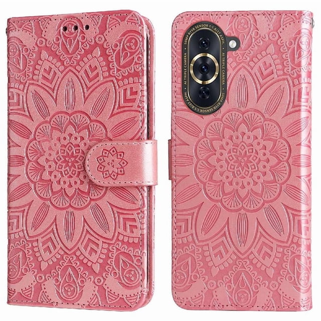 Funda tipo cartera GANGXUN para Huawei Nova 10 , diseño girasol, cuero PU, soporte, cierre magnético, tarjetero