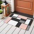 thumbnail image 6 of Modern Geometric Pink Black Bathroom Rug Washable 2x3 Entryway Rug Non Slip Abstract Minimalist Color Blocks Front Door Mat Low Pile Indoor Doormat Throw Floor Carpet for Kitchen Bedroom Entrance, 6 of 8