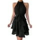 thumbnail image 1 of Vestido Con Cinturón Vestido con cinturón Elegent Sexy Halter Falda corta Vacaciones Vacaciones (Negro XL) Cgtredaw Para estrenar, 1 of 1