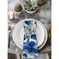 thumbnail image 2 of Blue Flowers Cloth Napkins Set of 4 Reusable Dinner Napkins, Spring Watercolor Floral Leaves Plants Beige Cocktail Napkin Washable Table Napkins for Wedding/Holiday Party/Baby Shower 20"x20", 2 of 7