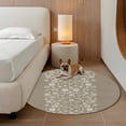 thumbnail image 2 of Japanese Round Area Rug 3Ft Washable Small Circle Rugs for Kitchen Entryway, Grey Simple Traditional Flowers Leaves Pattern Non-Slip Carpet Floor Mats Indoor Outdoor Carpet Runner Home Decor, 2 of 8