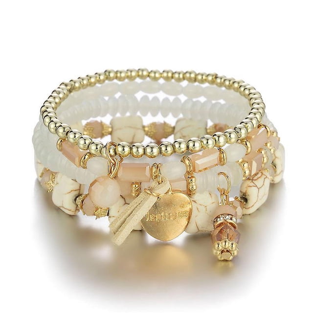 Pulsera HUOGUO Bohemian con cuentas apilables multicolores elásticas