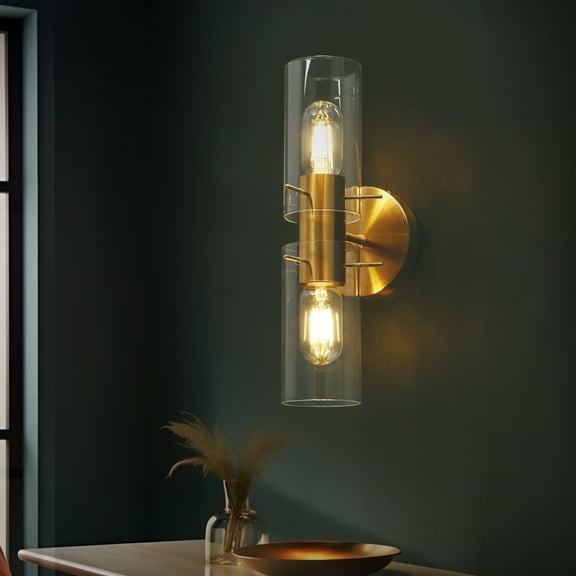 LNC Stebbinsaiban 4-in W 2-Light Polished Gold Modern/Contemporary LED Wall Sconce