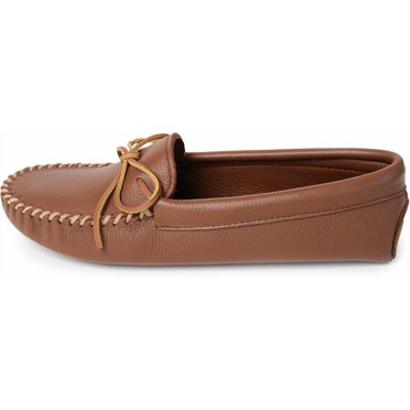 Minnetonka Men's Double Deerskin Soft Leather Sole, Caramel, 7 M