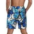 thumbnail image 2 of Lsque Mens Swim Trunks Blue and White Butterflies Pattern - Bathing Suit Compression Liner - Beach Swim Shorts Swimwear - (S-3XL) - Stretch Quick Dry -Large, 2 of 9