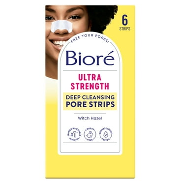 Bioré Witch Hazel Ultra Deep Cleansing Blackhead Remover Pore Strips, Nose Strips, 6 ct