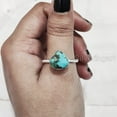 thumbnail image 2 of Natural Turquoise Ring, Rough Turquoise Ring, December Birthstone, Twisted Band Ring, 925 Sterling Silver, Womens Ring, Christmas, Thanksgiving, Handmade, Statement Jewelry, Rough Gemstone Jewelry, 2 of 5