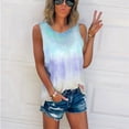 thumbnail image 2 of Womens Workout Tank Top Sleeveless Casual Tops Summer Tie-Dye Crew-Neck 锛圫-5XL锛?ACTIVE, 2 of 3