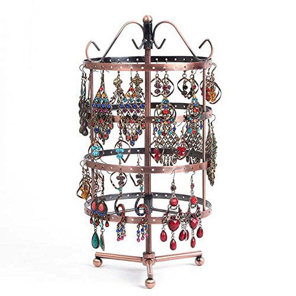 YIUKEA 360 Rotating Earring Holder - Earring Organizer Stand Rack, Jewelry  Storage Tree with Mable Base, Necklace Organizer Display for Women Girl