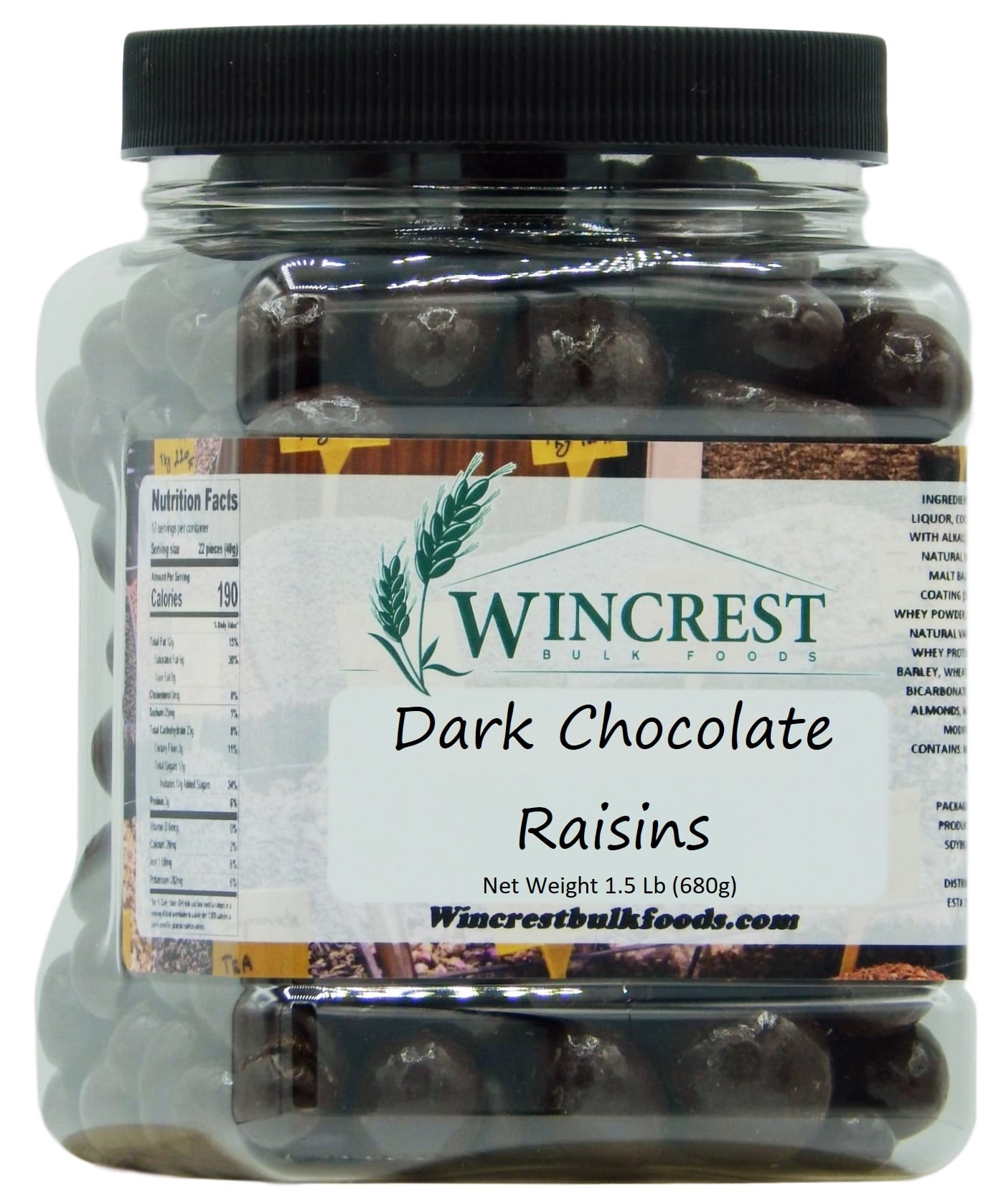 WinCrest Dark Chocolate Covered Raisins - 1.5 Lb Tub