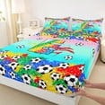 thumbnail image 5 of Erosebridal Letter E Teal Gradient Soccer Ball Print Queen Sheet Sets, Sports Monogram Bed Set for Kids Boys and Girls, 1 Flat Sheet, 1 Fitted Sheet and 2 Pillowcases, 5 of 6
