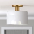thumbnail image 2 of Evelyn&Zoe Industrial 10" Wide Brass Semi Flush Mount, 2 of 7