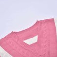 thumbnail image 4 of Gibobby Sueter para mujer invierno punto Suéter de contraste a con cuello en V para mujer, moda de otoño e invierno, informal de punto superior e inferior(Rosa caliente,Talla única), 4 of 5