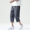 thumbnail image 4 of Men'S Pants Men'S Linen Capri Pants Lightweight Loose 3/4 Shorts Drawstring Elastic Waist Baggy Wide Leg Casual Beach Yoga Trousers Pants For Men Work Casual, 4 of 6