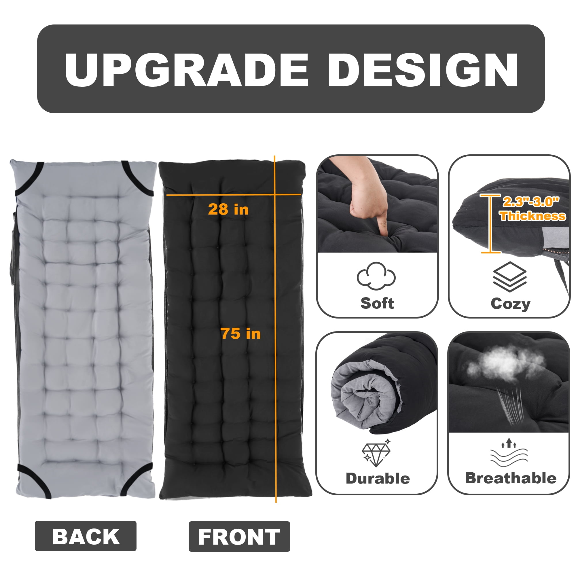 FlexWave 78" x 32" Folding Camping Cot with Mattress for Adults, 880 lb Heavy Duty Portable Guest Bed for Camping, Home & Travel