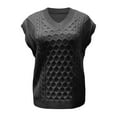 thumbnail image 3 of pxiakgy ladies college style knitted sweater vest sleeveless v-neck retro vest black xxl, 3 of 5