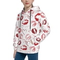 thumbnail image 2 of KLL Unisex Kids Boys Girls Hooded Pocket Pullover Hoodies-Red Lips, 2 of 5