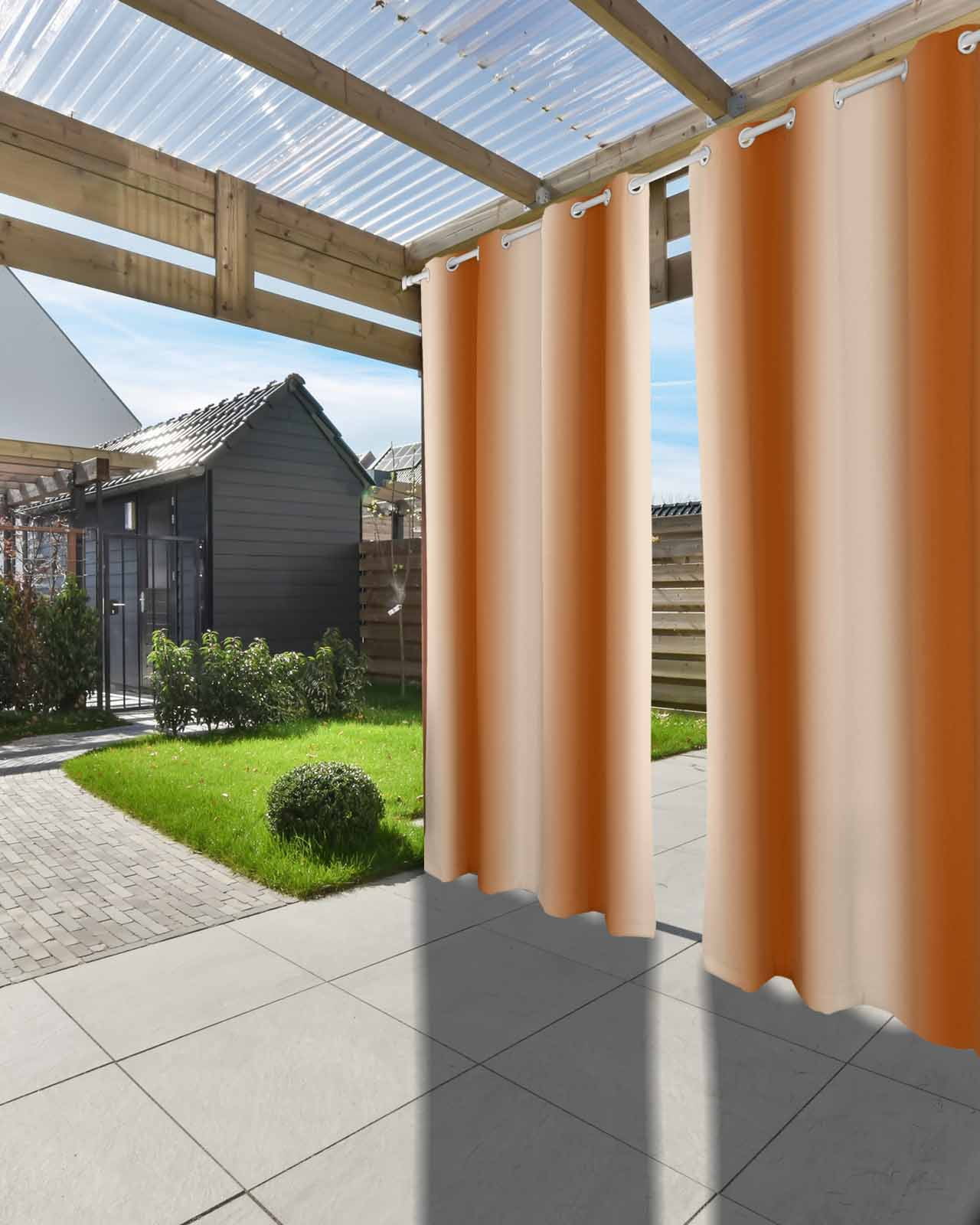 nqOlkjepod Outdoor Curtains for Patio Waterproof, Burnt Orange Ombre Outdoor Privacy Panels Grommet, Modern Abstract Art Blackout Outside Curtains for Porch/Cabana/Pergola/Gazebo 54"x95", 1 Panel