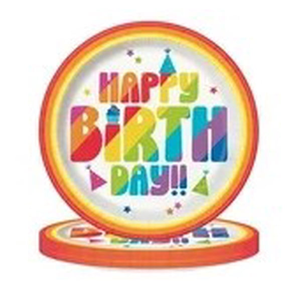 10 Colorful Party HBD 9" Plates-CDU