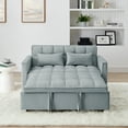 thumbnail image 3 of 54.33 inch versatile foldable sofa bed in 3 lengths, modern sofa velvet pull-out bed, adjustable back (Light Gray), 3 of 9