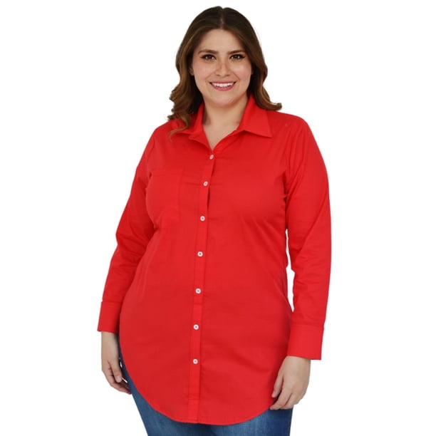 Blusa camisera Roman Fashion/Tallas Extras, 9512 (Rojo) rojo 38 Roman Fashion BL-RF-9512-ROJO
