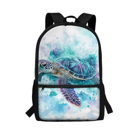 Jeiento Watercolor Sea Turtle Backpack for School Boys Middle School Bags Kids Girls Book Bag with Shoulder Straps Elementary High Students Back Packs Satchel Rucksack