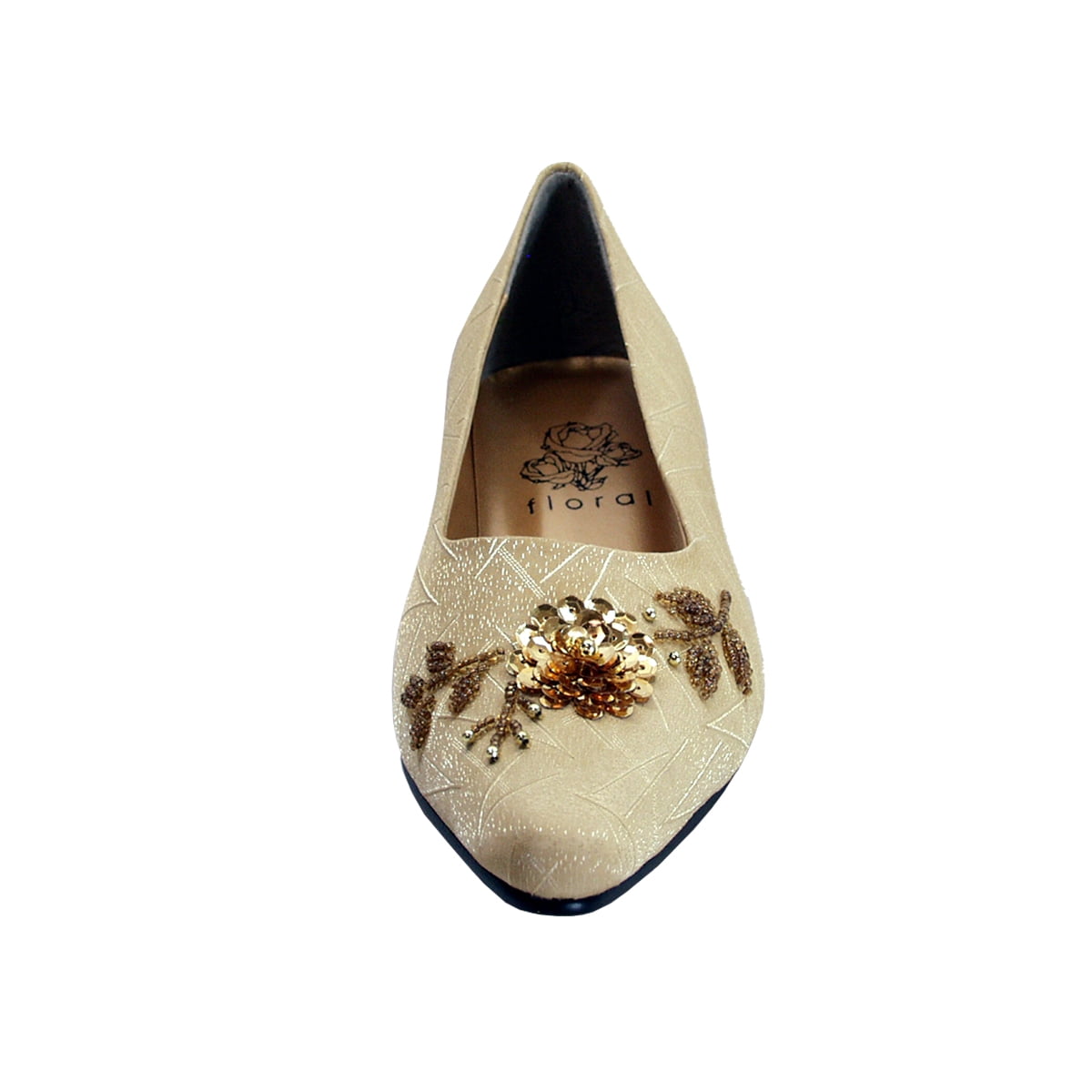 FLORAL Ayla Women's Wide Width Satin Upper Dress Pumps GOLD 11