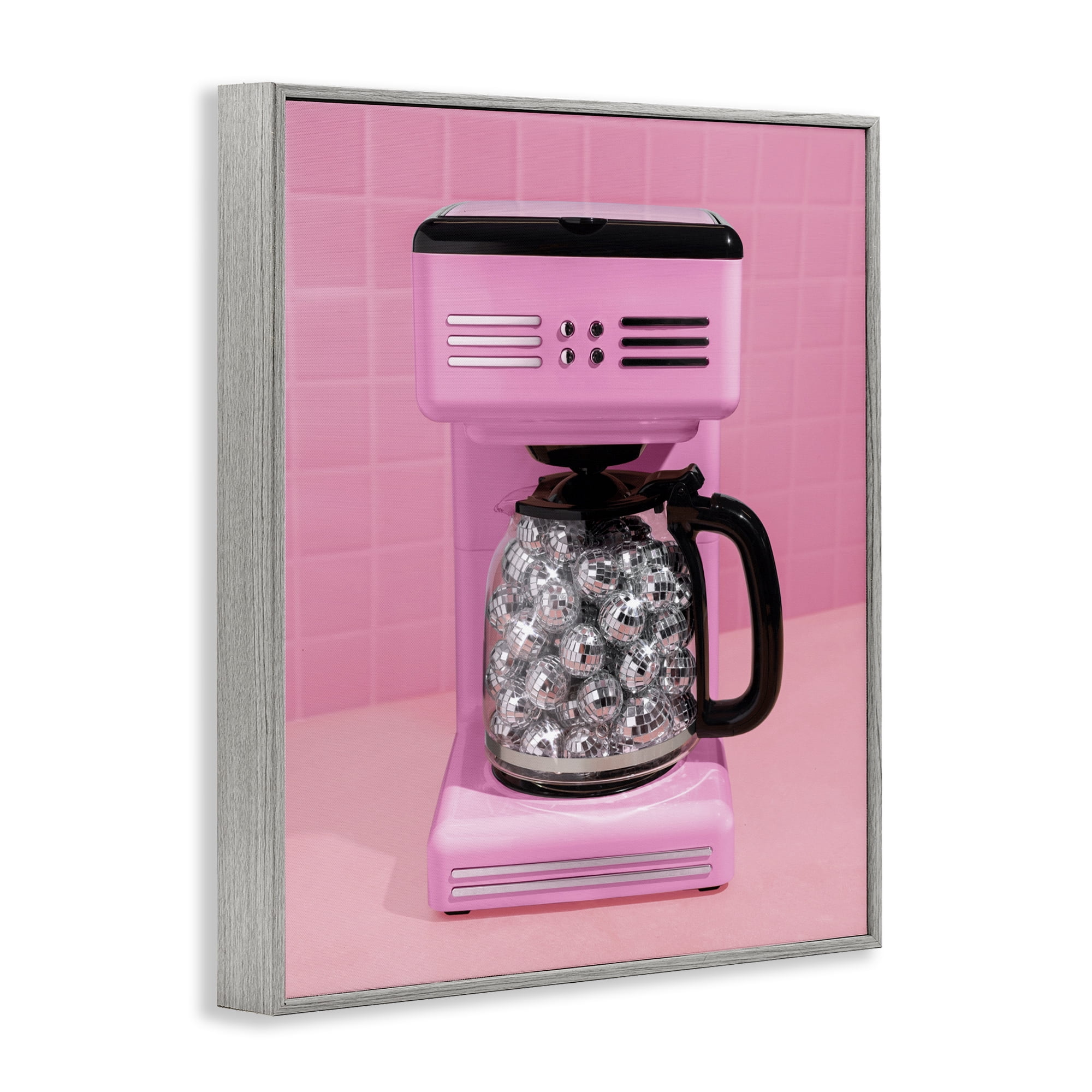 Stupell Industries Disco Coffee Over Pink Gray Framed Giclee Art, design by LISH Creative