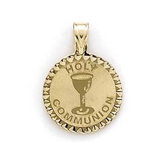 14k Yellow Gold Large Round Holy Communion Pendant - 1.2 Grams