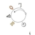 thumbnail image 2 of Delight Jewelry Silvertone Domed Wedding Couple Happily Ever After Multi-Colored Crystal Love Charm Bracelet, 2 of 5