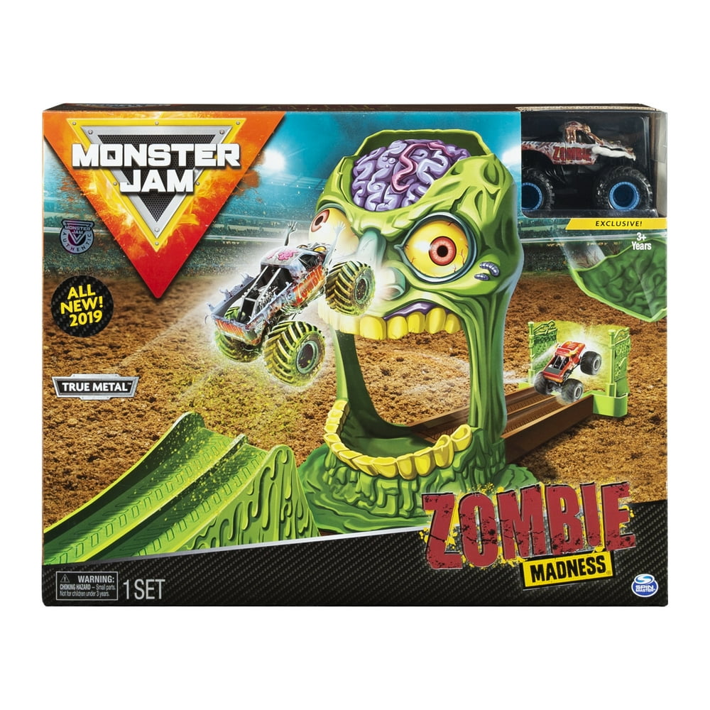 Monster Jam, Official Zombie Madness Playset Featuring Exclusive 1:64 Scale Die-Cast Zombie