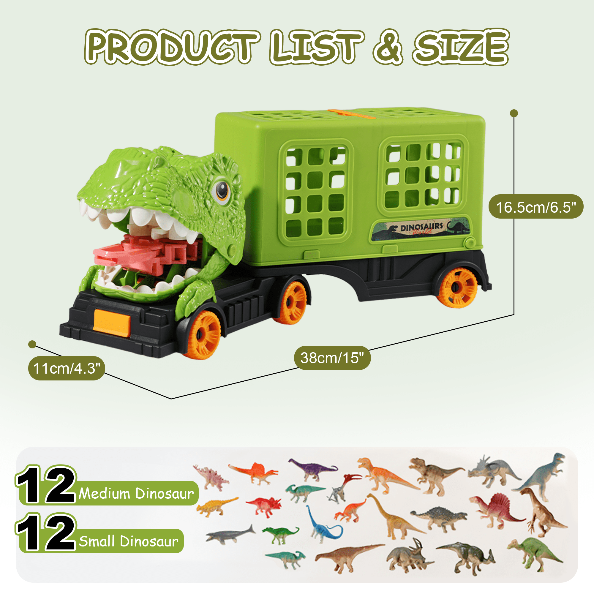 ZSUCC Dinosaur Toy, Dinosaur Transport Truck for Toddlers Boys Ages 3-8, 2 Modes Dinosaur Playset with Small Dinosaurs,  Dinosaur Truck Toys for 3-6 Years Old Boys Girls Gifts