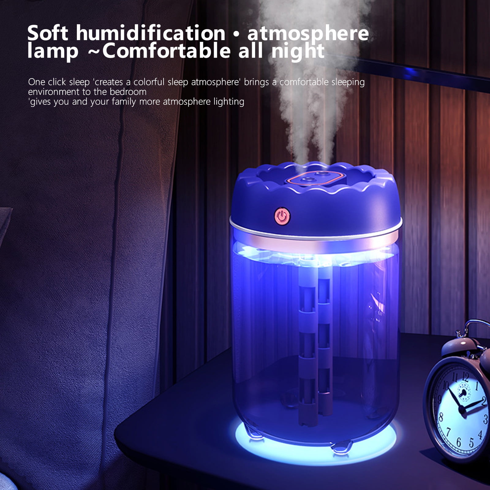 Humidifier Large Room,1.8L Large Capacity Desktop Double Spray Cold Mist Humidifier with Night Light,for Baby Nursery and Plant