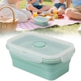 thumbnail image 2 of Silicone Collapsible Portable Lunch Box Bowl Bento Boxes Eco-Friendly Food Container Lunchbox, Durable Stackable Leak-proof Bento Box for Work, Dining Out, 1Pc, Multicolor(Green-550ml,6.3x3.9x2.6"), 2 of 9