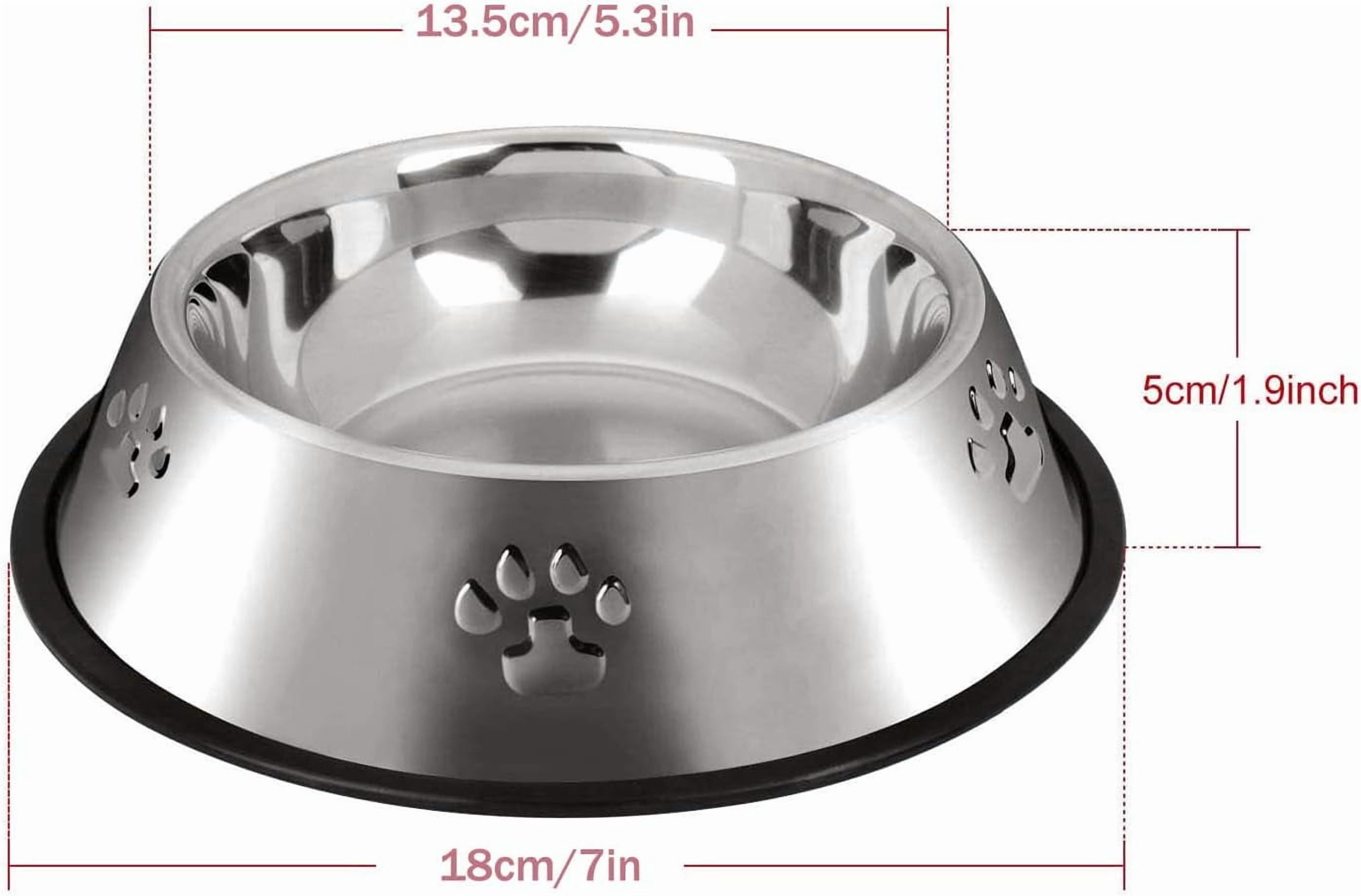 Kiibsot 2 Pack Stainless Steel Dog Bowls, Dog Feeding Dishes, Anti-Turn Over Pet Food Bowls with Rubber Base, Small Medium Large Pet Feeder for Food and Water