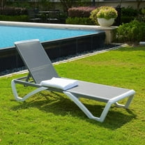 Domi Outdoor Chaise Lounge Adjustable Aluminum Pool Lounge Chair Grey Mesh