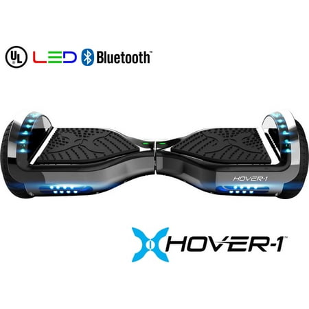 Hover-1 Chrome UL Certified Electric Hoverboard w/ 6.5 Wheels, LED Lights, and Bluetooth Speaker - Gun Metal