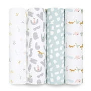 aden anais Essentials Swaddle Blanket, Boutique Muslin Blankets for Girls & Boys, Baby Receiving Swaddles, Ideal Newborn & Infant Swaddling Set, Perfect Shower Gifts, 4 Pack, Alphabet Animals
