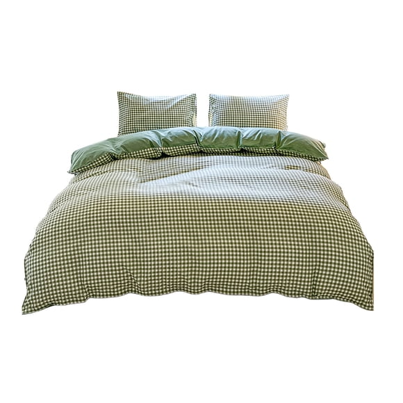 Green 4 Piece Bed Sheet Set Duvet Cover Fitted Sheet Pillowcases Fresh Style Bedding Set For Kids Dorm Room Summer Cartoon Print Soft Polyester Fabric