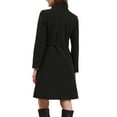 thumbnail image 3 of INSPIRE CHIC Pea Coat for Women Winter Stand Collar Button Down Mid Long Coats Outerwear with Belt XS Black, 3 of 6
