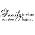 thumbnail image 2 of VWAQ Family Is Where Our Story Begins Family Matte Black Wall Decal Inspirational Quotes Home Wall Decor (8.5"H x 22"W), 2 of 2