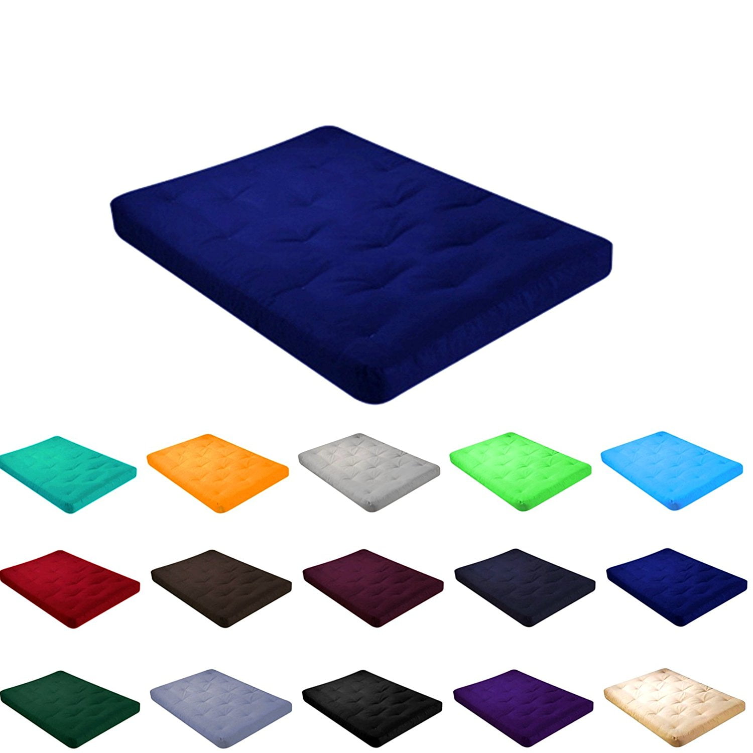 4" All Cotton Futon Mattress With Cover Full Size Royal Blue