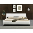 thumbnail image 5 of Amolife Queen Size Faux Leather Low Profile Sleigh Modern Platform Bed Frame with Adjustable Headboard, White, 5 of 5