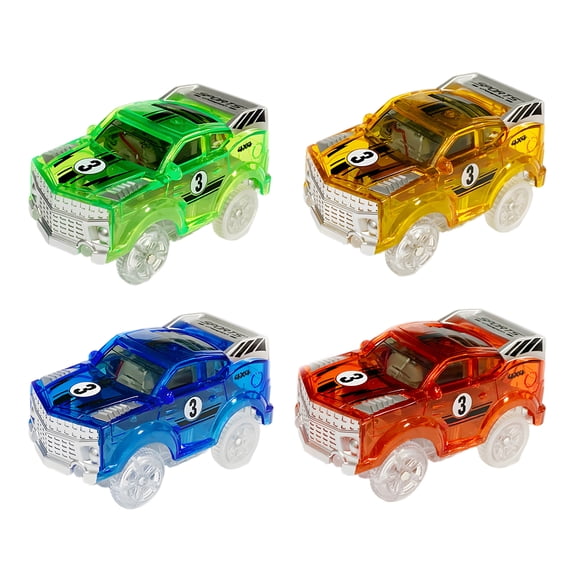BESTSKY 4Pcs Flexible Race Track for Kids,Luminous Race Car Toys With Dynamic Sound & Light,Multifunctional Car Flex Track Cars,Safe & Durable Gift Toys for 6-8 Years Old