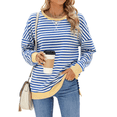 thumbnail image 1 of Sudadera Oversize para Mujer, Verano 2025, Cuello Redondo, Rayas, Larga, Aberturas Laterales, Sudaderas con Capucha Y2K Azul y S, 1 of 10