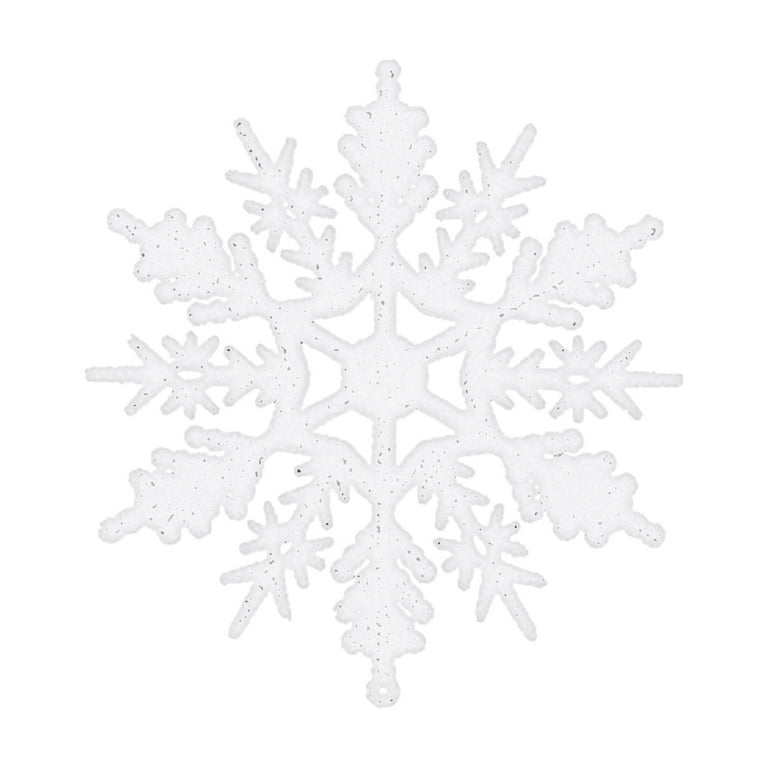 42pcs Christmas White Snowflake Ornaments Plastic Glitter Snow Flakes  Ornaments, Snowflakes Sock Reindeer Santa Snowman Assorted Sizes Hanging